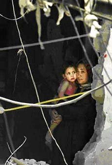 Palestinian mother and daughter