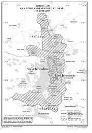 Map showing the annexation of an expanded version of East Jerusalem.