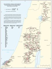 Map showing the many Israeli settlements that have been built on the Palestinian West Bank and Gaza Strip and in the Syrian Golan Heights.