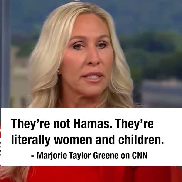 Marojie Taylor Greene discusses innocent Palestinain victims on CNN