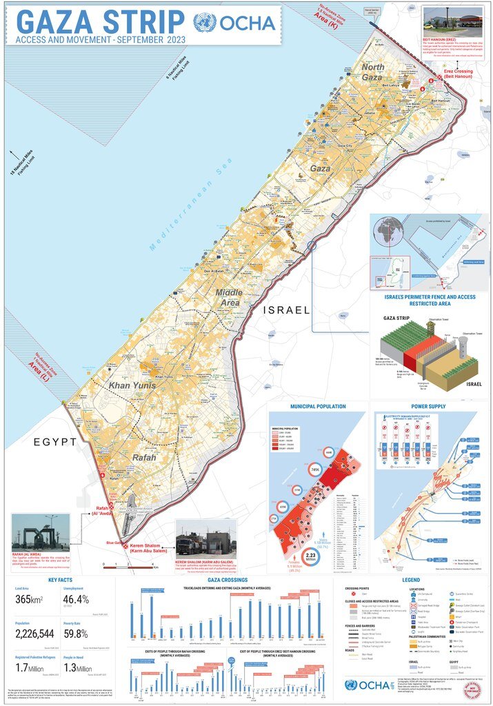 OCHA map of Gaza Strip