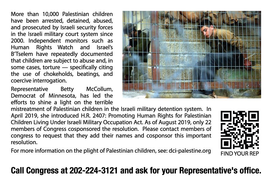 Human Rights for Palestinian Children Card Back