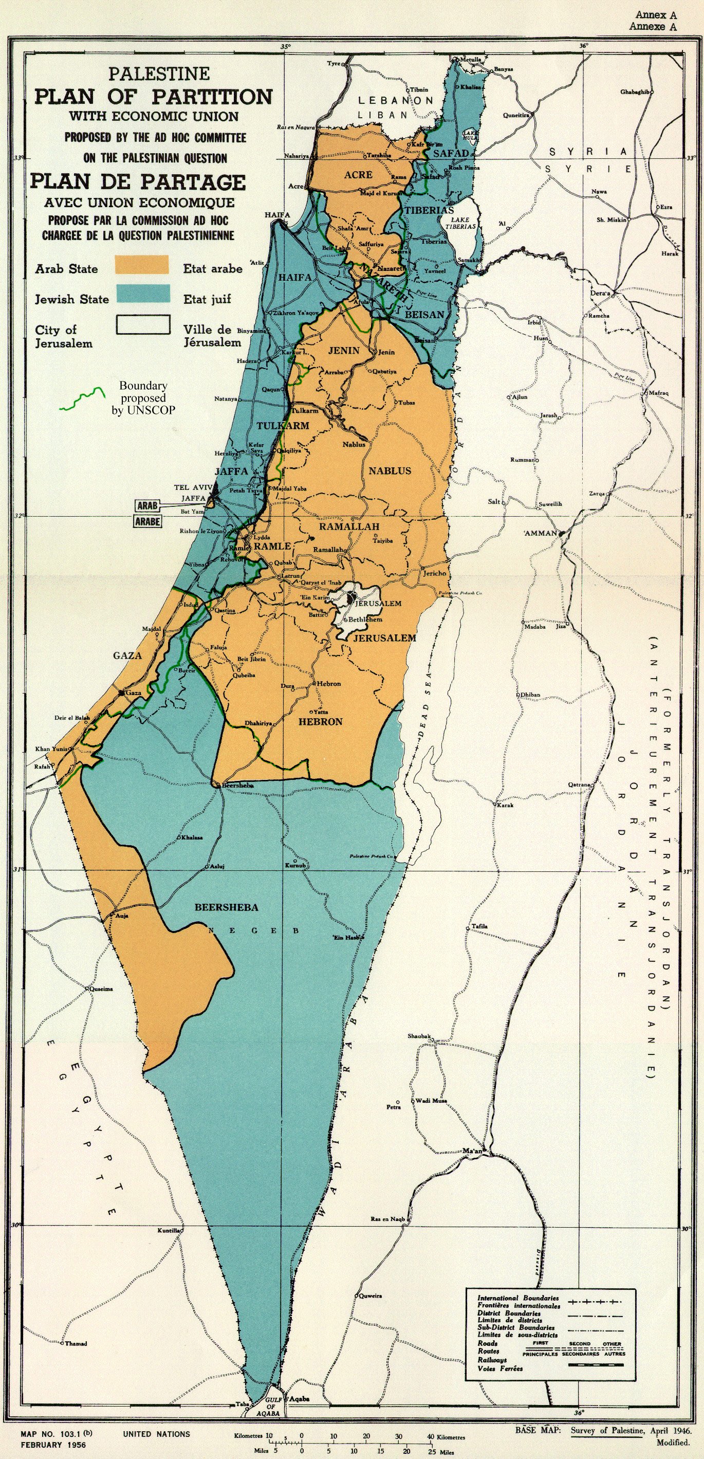 map showing UN partition plan