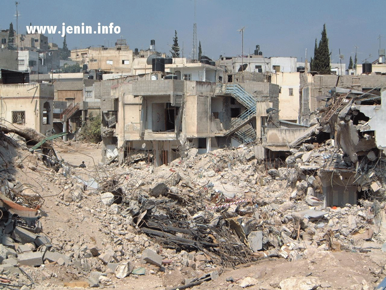 Destruction in the middle of Jenin Refugee Camp.